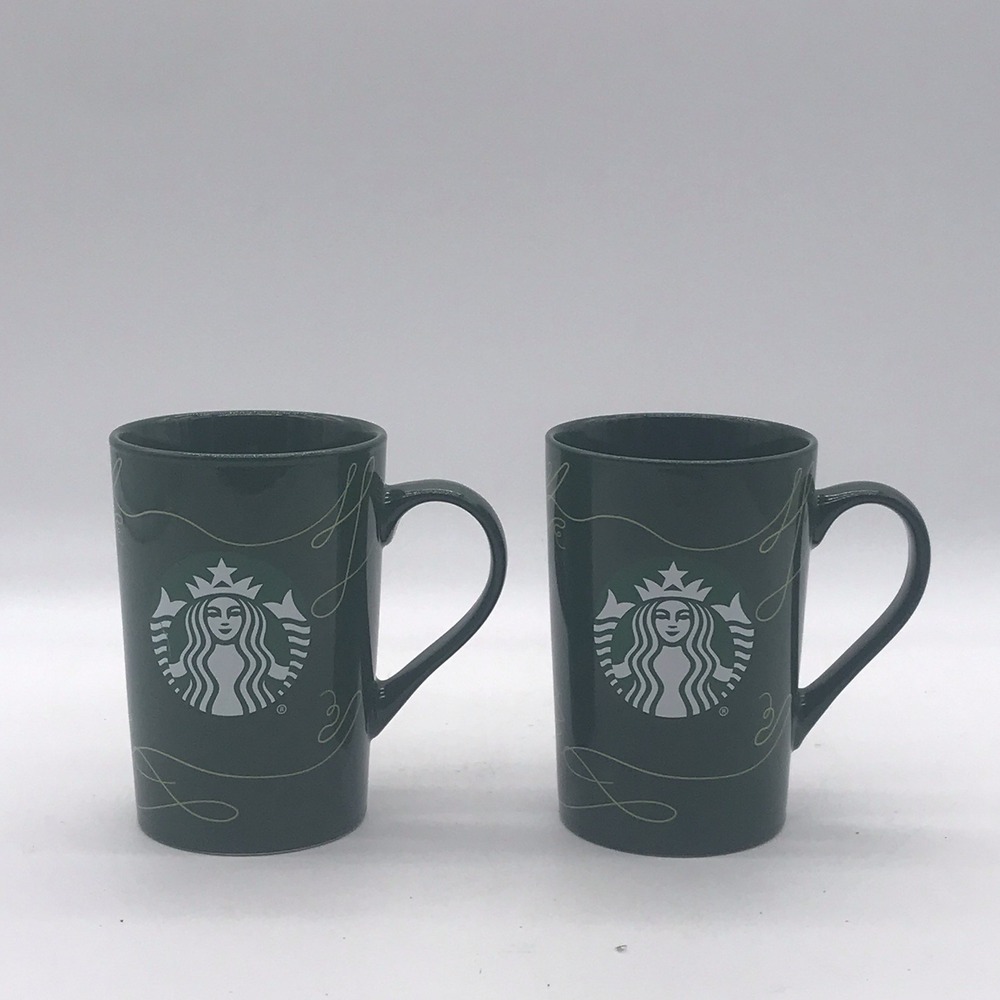 Starbucks Holiday Edition Lot Of Two 2020 11 oz Green Ceramic Mug